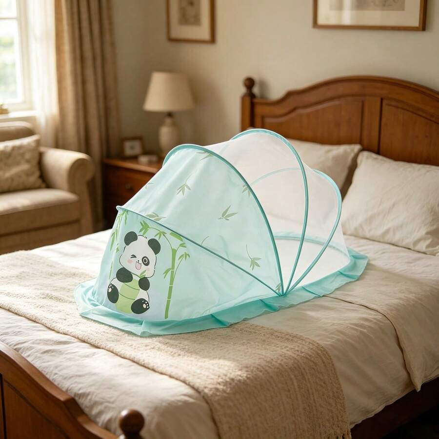 Foldable Baby Mosquito Net Adorable Cartoon Pattern Portable Mosquito Shield For Travel Home Daily Use - Light Green - View 1