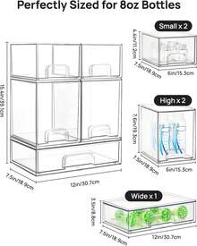Vtopmart Stackable Storage Drawers, Acrylic Organizer With 24 Non-Slip Mats, Bathroom Organizer For Changing Table, Bathroom (5 Pack: Wide + Tall + Small) - 4-pack-height - View 11