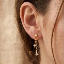 1 pièce Boucle d'oreille de cartilage en argent sterling 925 avec chaîne à franges et étoile en zircone cubique, bijou cadeau pour femmes pour usage quotidien, rendez-vous, Saint-Valentin et mariage - #4 - Voir 9