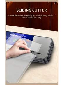 JFBONIN Selladora al vacío portátil de 30cm con pantalla digital, adecuada para modos de alimentos húmedos/secos, ideal para cocinar, acampar y catering, sellado rápido para la conservación de alimentos, adecuada para aperitivos, carnes, frutas, verduras, diseño que ahorra espacio 827 - Negro - Ver 7
