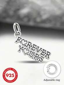 1件简约独特925纯银“ForeverYours”吊坠，DIY饰品，精致的男女圣诞礼物 - 款式1 - 查看 1