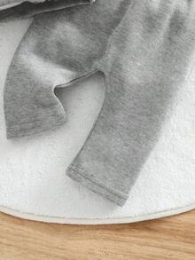 2pcs/Set Unisex Baby & Kids Rainbow Embroidered Top + Loose Sports Pants Outfit, Casual Spring/Autumn Wear - Light Grey - View 8