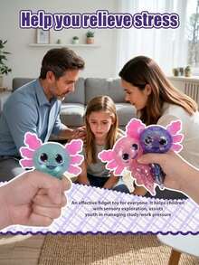 1pc Shiny Crystal Axolotl Squishy Toy, Cute Transparent Jelly Slow Rebound Stress Relief Fingertip Sensory Toy, Suitable For Kids And Adults, Party Gift, Desk Decor - Multicolor - View 4