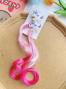 1 Pair Unicorn Gradient Curly Hair Clips, Cute Travel Photo Hair Accessories - Multicolor - View 8