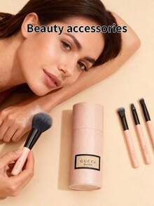 Elegantes süßes rosa Mode-Make-up-Pinselset mit tragbarem Aufbewahrungseimer, praktischer integrierter Aufbewahrungsbox, praktisches tägliches Reise-Beauty-Tool, luxuriöses kleines Geschenk für Make-up-Enthusiasten und Freunde GUCCI-GIFT-25 - Pink - Übersicht 3