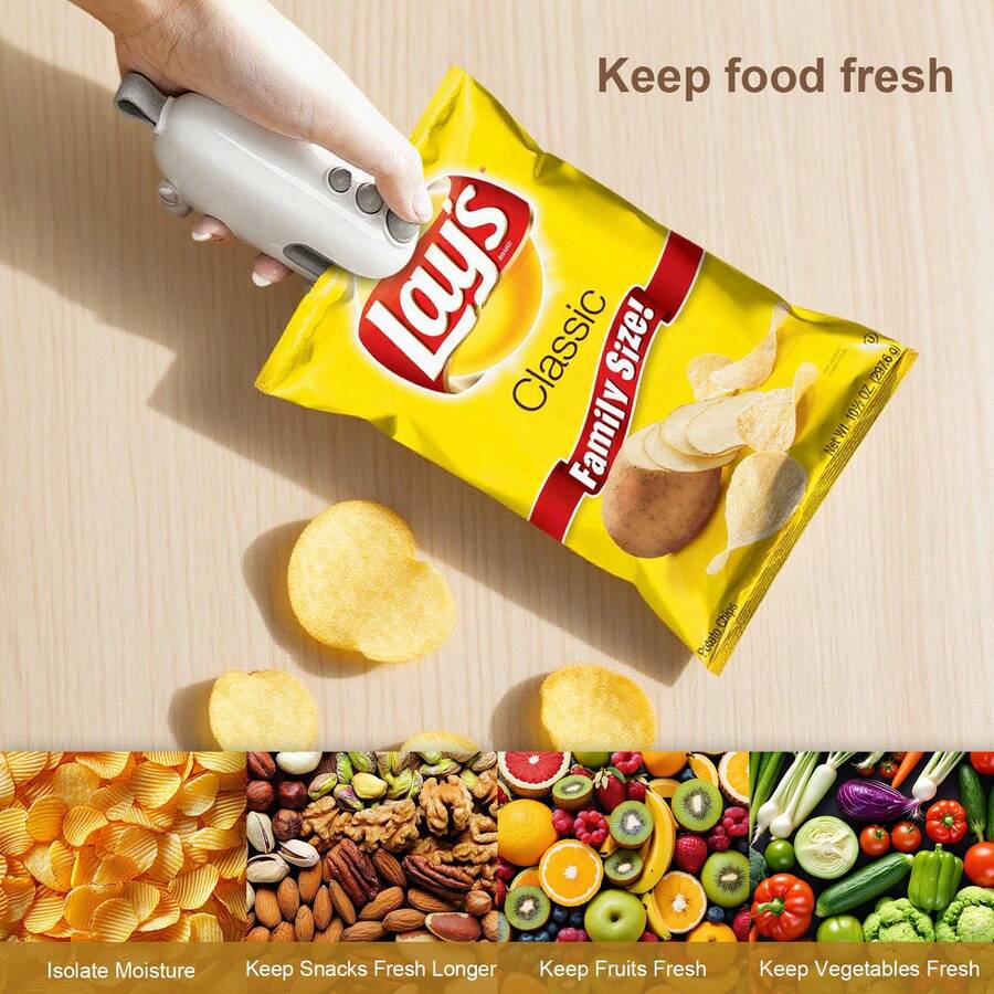 Portable Mini Sealing Machine, Food Storage Sealing Machine, Dual Functions Of Sealing And Opening, Type-C, Compact And Portable, Built-In Magnetic, Suitable For All Kinds Of Food Snack Bags, Suitable For Families, Outdoor Camping, Travel. - View 1