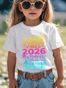 Create A Family Summer Vacation Atmosphere In 2026, Share Beautiful Memories, Children's T-Shirts With Novel Aesthetic Designs, Casual Children's T-Shirts, T-Shirts Of Es - 白色 - 查看 10