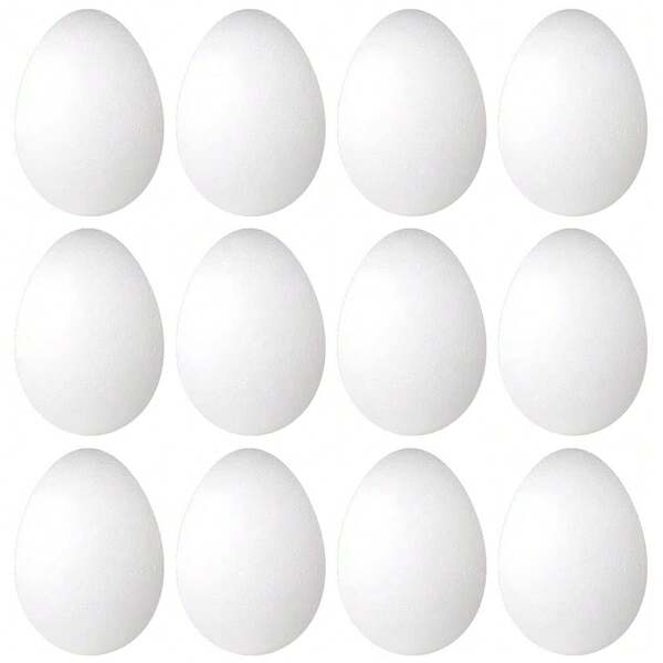 12 Pack 3 Inch Easter Foam Egg White Styrofoam Egg Craft Egg Foam Natural Polystyrene Egg Foam Handmade Egg Ball
