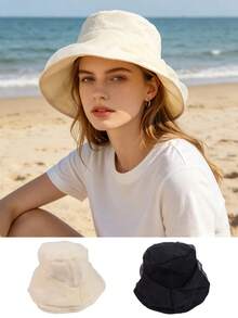 1 pieza Nuevo sombrero de cubo de hilo de nube plisado para mujer, elegante y versátil, sombrero de sol de moda para verano, protección solar para viajes al aire libre, sombrero de cubo, sombreros, artículos esenciales para vacaciones, sombrero de cubo, sombreros para mujer - multicolor - Ver 5