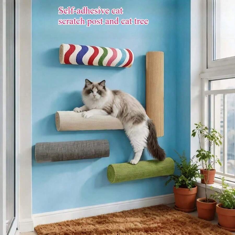 Cat Climbing Scratching Post, Self-Adhesive Design, Let Pets Enjoy Fun And Relaxation. No Drilling, Wall-Mounted Installation, Wear-Resistant And Scratch-Resistant - 30cm - View 1