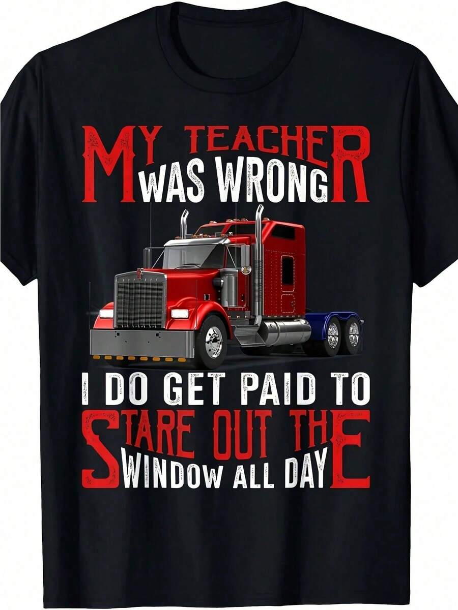 Ropa Juvenil Adolescente 14 a 16 Años Camisetas de Niño Ropa para Niña Camisetas de Niño para Niña Camiseta Divertida para Hombre con Frase de Camionero: Me pagan por mirar por la ventana Ca - Negro - Ver 1