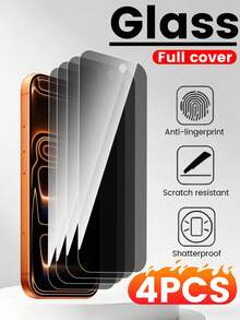For IPhone11/11pro/12/12promax/13/13pro/14/14pro/15/15plus, 4pcs High Definition Anti-Peeping Screen Protector, Anti-Fall Anti-Scratch Anti-Fingerprint, Durable, Better Protection For Your Screen - Black - View 16