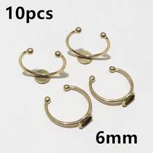 10pcs Stainless Steel Gold Color Adjustable Ring Settings Fit 6-25mm Glass Cabochon Blank Base Tray DIY Jewelry Making Accessories - Ring Blank Base - View 14