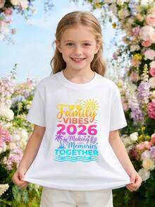 Create A Family Summer Vacation Atmosphere In 2026, Share Beautiful Memories, Children's T-Shirts With Novel Aesthetic Designs, Casual Children's T-Shirts, T-Shirts Of Es - 白色 - 查看 4