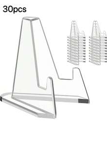 10/30pcs Acrylic Card Holders, Card Display Stand, Transparent Card Storage Box, Suitable For Displaying Magnetic Cards, Sports Cards, Challenge Medals, Collectible Cards, Transparent Plastic Card Holder, Paper Table Number Base, Product Price Tag, M - Clear - View 2