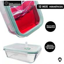 Home Creations - Set Of 12 Airtight Meal Prep Containers For Families - Lids With Valves - Heat-Resistant For Organization And Storage - Ideal For Complete Meals - 12 - 查看 6