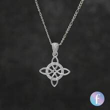 925 Sterling Silver Chain With Witch's Knot Pendant For Women - 黑色 - 查看 3