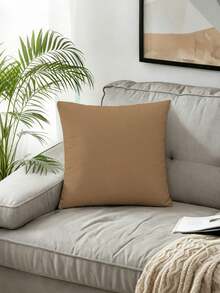 4pcs, Plaid Striped Solid Color Pillow Covers, Fresh Versatile Home Decor Pillow Covers, Best-Selling Style, Decorative Pillow Covers For Sofa Living Room Bedroom, No Pillow Insert - Camel - View 4