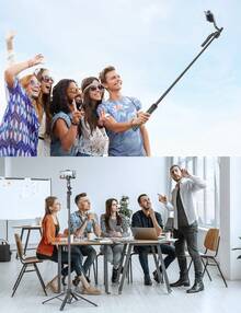 AXNEN Tripod Stabil Pelacak Wajah AI Cerdas untuk Smartphone, Tongkat Selfie Bluetooth, Stabilizer Ponsel, Tongkat Selfie Bluetooth Aluminium 3-in-1 yang Dapat Diperpanjang, Untuk iPhone 16/15/14/13/12 Pro, Ponsel Android, Hitam - Satu-Ukuran - View 9