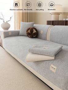1PC Linen-Like Pet-Resistant Non-Slip Sofa Cushion, Label-Decorated Simple Style Mat, Four-Season Universal Machine-Washable Sofa Protector Cover. - Multiple Styles 1 - View 12