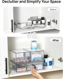 Vtopmart Stackable Storage Drawers, Acrylic Organizer With 24 Non-Slip Mats, Bathroom Organizer For Changing Table, Bathroom (5 Pack: Wide + Tall + Small) - 3 件裝 - 小號 + 寬號 - 查看 5