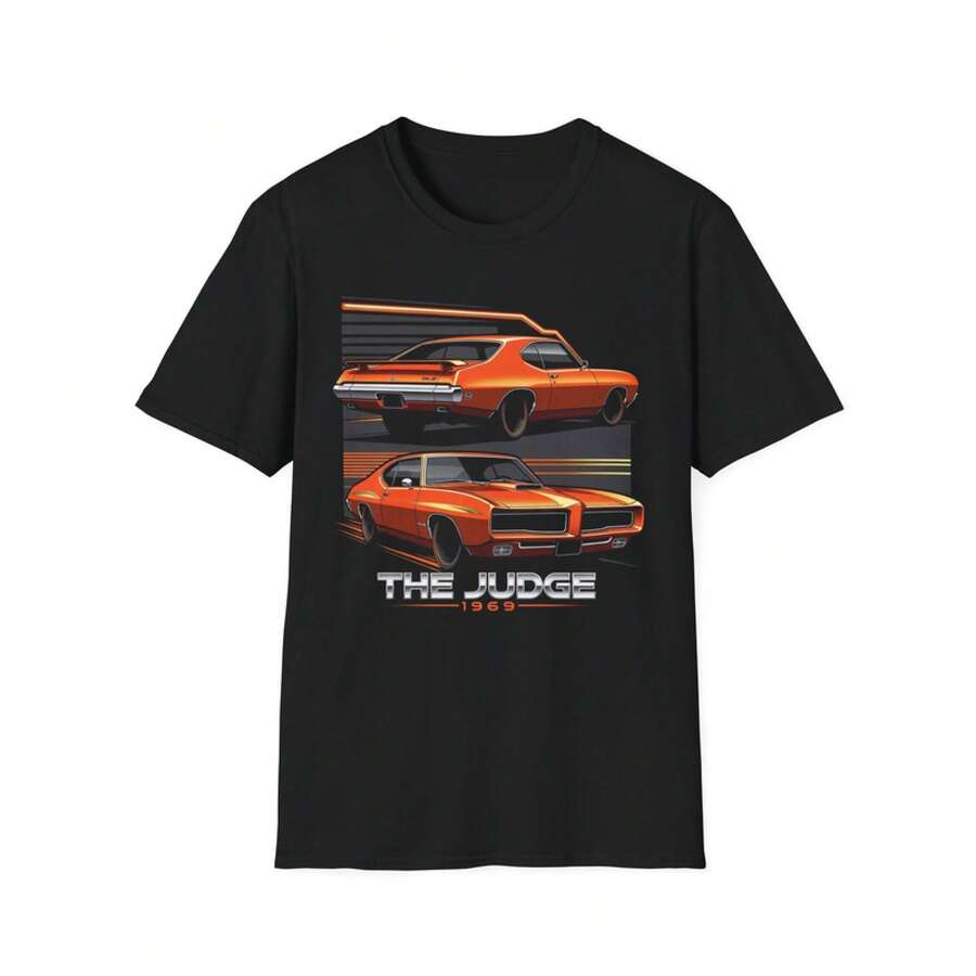 The Judge 1969 GTO Dual View Classic Muscle Car Retro Graphic T-Shirt - White - View 1