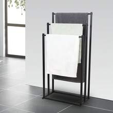Black/White 3 Tier Free Standing Towel Rail Stand Unit Rack Storage Bathroom - màu đen - Xem 10