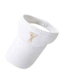 Women's Knit Wide Brim UV Protection Sun Visor Hat – Lightweight Foldable Ponytail Cap With Custom Letter,Breathable Sweat-Absorbent For Beach Outdoor - White - View 29