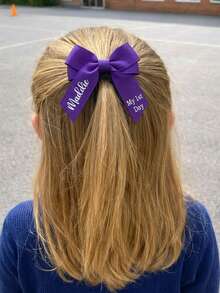 Custom Text Bow Hair Clip, Heartfelt Memento Accessory For Child's Important Moments Like Birthday Parties, Family Portrait Sessions And Daily Wear - Multicolor - View 13