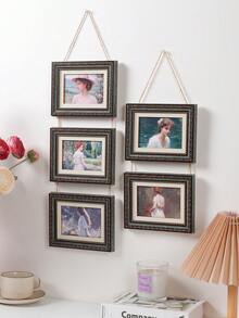 Vintage European Style Hanging Rope Photo Frame Set, Home Decor Atmosphere Photo Wall Frame, Can Decorate 5-Inch Photos, Suitable For Bedroom And Living Room Wall Hanging - Multicolor - View 7