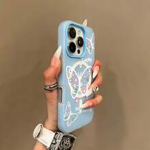 Phone Case: High-Quality  Butterfly - Gentle and Soothing Jelly-Touch Magnetic Wireless Charging Phone Case, Scratch-Resistant Shell, Unisex, Perfect Gift for Friends and Family. Suitable for  17/17 Pro/17 Pro Max/13/13 Pro/13 Pro Max/14/14 - Morado - Ver 7