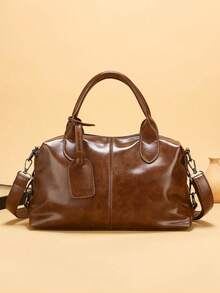 1 Piece Fashionable Women's Shoulder Bag, Suitable As A Mother's Day Gift, Minimalist And Casual Design, Shoulder And Crossbody Bag For Ladies, Bag For Middle-Aged Moms, Leather - 棕色 - 查看 12