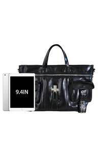 Tas Tote Bergaya Motor Multifungsi Mewah yang Dipersonalisasi, Tas Selempang Kasual Serbaguna Kapasitas Besar, Tas Wanita Desain Niche - Hitam - View 7
