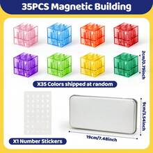 35PCS Magnetic Number Magnetic Blocks, Children 3+ Years Old Educational STEM Learning Toys | Portable Travel Number Math Set Montessori Kindergarten Gift For Boys And Girls - 彩色 - 查看 9