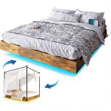 SIMPLE SPACE Floating Double Bed Base, Floating Double Headboard With Storage Headboard (Floating Bed Frame With Headboard) - White - View 3