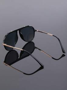 New Classic Minimalist Versatile Premium Large Frame Design Decorative Glasses For Men, Punk Classic Party Decorative Glasses - 彩色 - 查看 4