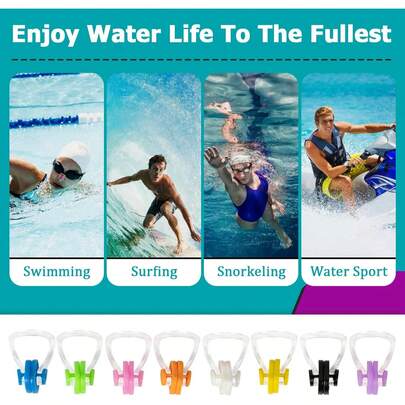 2pc Swimming Nose Clip Silicone Soft Anti Slip Waterproof Adjustable Nose Plug Swim Training Aid For Adults Kids Pool Swimming Beginner Multi Color Comfortable Swim Gear