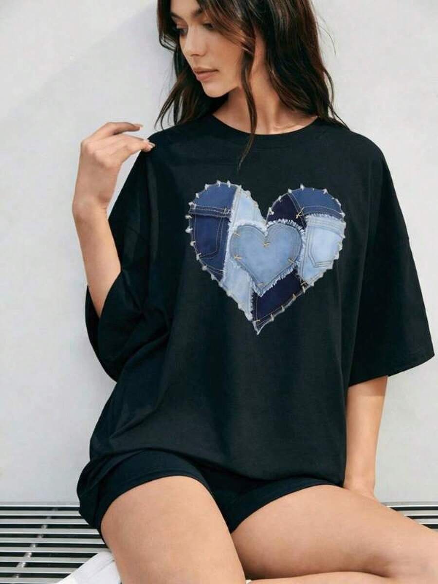 2026 Women's Lightweight And Durable Round Neck T-Shirts S-3XL, Streetwear Fashion For Young People, Urban Style, Casual Wear, Daily Wear, Autumn Parties And Practical Gifts - 黑色 - 查看 1