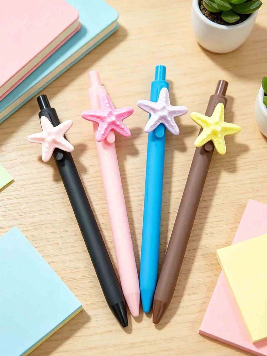 Starfish Theme Ballpoint Pen - Black Ink, Starfish Pattern - Ideal Choice For Office And School Supplies, Perfect Holiday Gift - A - View 1