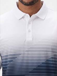 CZRLHYT 男士高爾夫 Polo 衫 短袖 快乾 吸濕排汗 運動休閒 印花領 高爾夫襯衫 - 寶藍色 - 查看 6