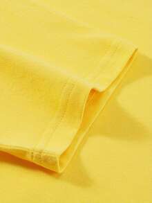 Camiseta de verano para niñas con estampado de imitación de bordado, diseño único de manga corta para niños, ideal como regalo. - Amarillo - Ver 3