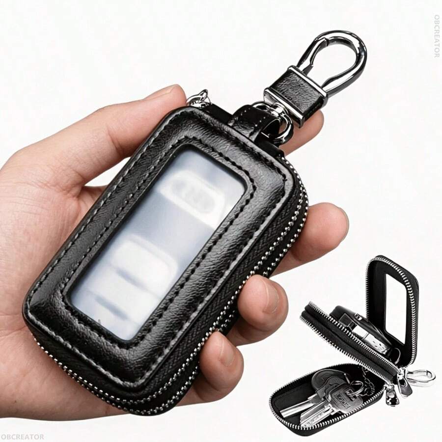 Dompet Kunci dengan Jendela Transparan, Gaya Sederhana, Dompet Koin dengan Resleting Ganda, Tempat Kunci Mobil Satu Bagian, Hadiah Halloween, Hadiah Hari Guru, Hadiah untuk Pria, Hadiah untuk Wanita