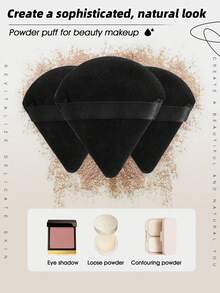 7Pcs/6pcs 2 Colors Black Purple Beauty Sponge & Triangle Velvet Powder Puff Set Dry Wet Dual Use Makeup Blending Sponge For Foundation Concealer Loose Powder Cosmetic Tools - Black - View 5