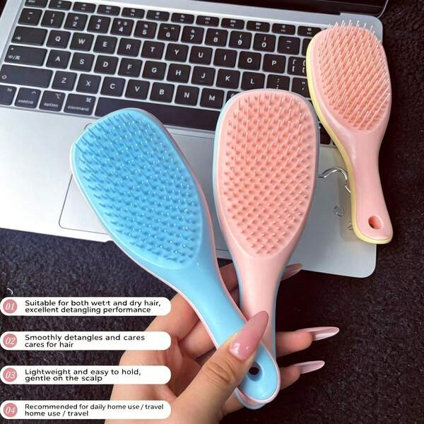 1pc New Women's Anti-Static Hair Comb, Detangling Massage Comb, Air Cushion Comb For Curly Hair, Anti-Tangle Air Cushion Comb, Ultra Soft Air Cushion Comb For Long Hair, Volumizing Detangling Massage Comb, Suitable For All Hair Types (Curly/Straight/Wet/Dry), Adults And Women, Daily Hair Care, Home Styling, Travel And Professional Salon Use, Essential For Hair Care And Styling.