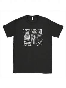 Men's Vintage Viktor Tsoi Kino Band T-Shirt - 90s Soviet Retro T-Shirt With Viktor Tsoi Lyrics And Kino Logos, Y2K Short Sleeve T-Shirt For Fans - 黑色 - 查看 1
