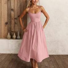 Women's Strapless, Plain-Colored Camisole Dress: Modern, Elegant, And Popular. - Blue - View 8