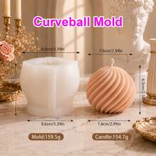 Zhonghui Mold 3D Swirl Ball Candle Silicone Mold, Ribbed Bubble Spiral Candle Mold For DIY Scented Candles, Resin, Soap, Plaster, Wedding And Home Decor Crafts - Geometry - View 9