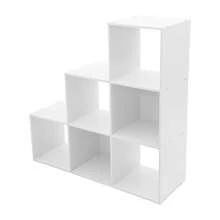 WANLECY Leiter Würfel Aufbewahrung Bücherregal - Holz L-förmige 3-Ebene Eckregel, umkehrbare 6-Würfel Organizer für Home & Office, weiß - Weiss - Übersicht 10