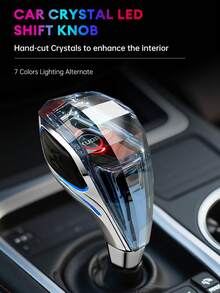 XUDA New Crystal Car Gear Shift Knob, Crystal Seven-Color LED Light Gear Shift Handle, Side Lighting, Plug And Play, Comfortable Grip, Wear-Resistant And Scratch-Resistant, Suitable For Models - A - View 3