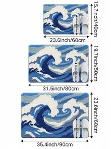 DAJIANG 1件浴室地墊地毯，植絨柔軟舒適腳感，海洋風浴室地墊，TPR背底防滑，適用於廚房、戶外、室內、走廊、臥室、客廳、床邊，可機洗易清潔，臥室浴室裝飾地毯 - 彩色 - 查看 3